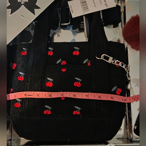 Madden Girl Cherry Mini Tote Pouch & Bag Charm Set - Picture 7 of 9